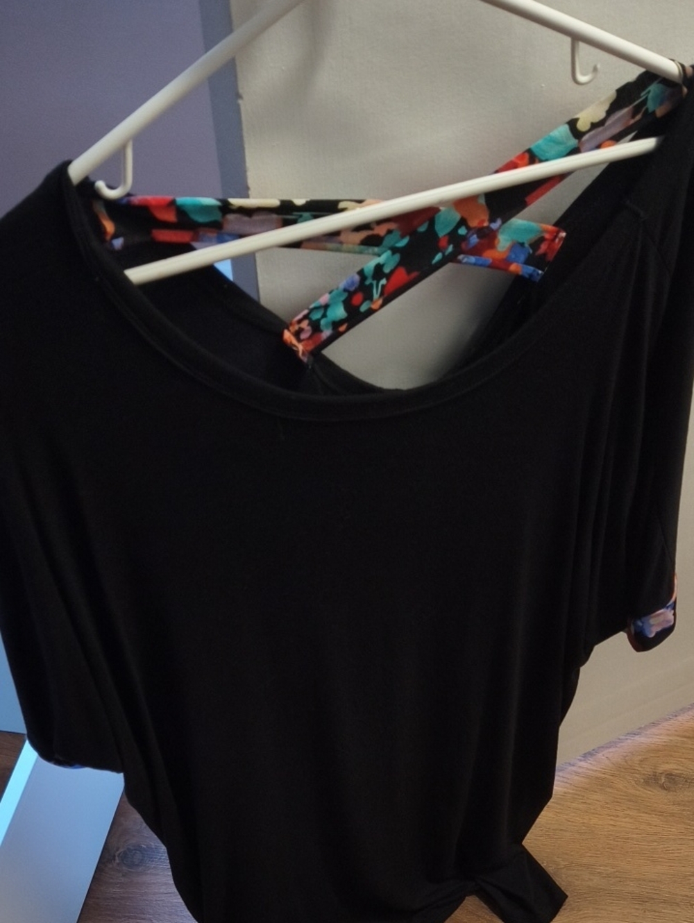Black Tunic with Colorful Strappy Back Detail
